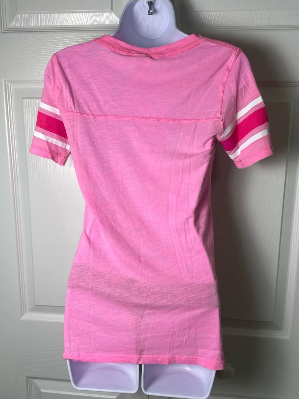 PINK Victoria's Secret Pink V-Neck Football Tee with White Lettering